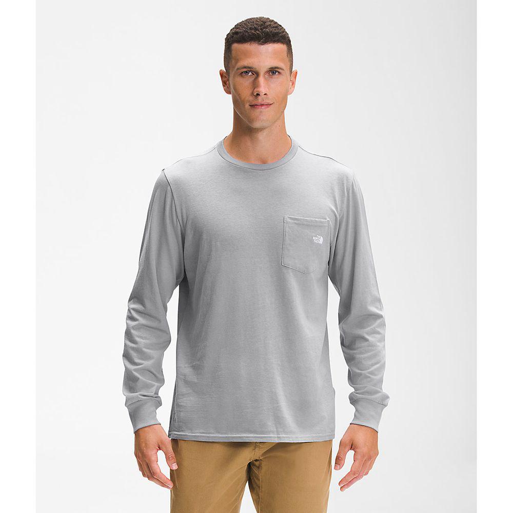 The North Face Long Sleeve Woodmont Pocket Ανδρικα Μπλούζα Με Μακρύ Μανίκι - Γκρι (HVDN91625)